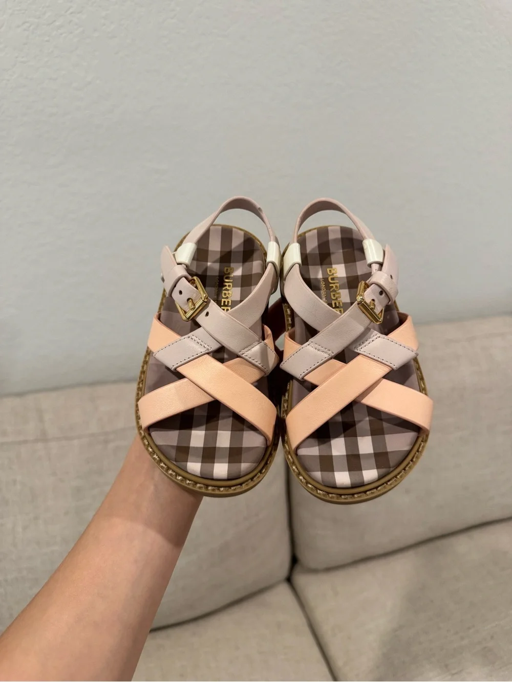 Burberry Pink & Peach Crisscross Kids Sandals